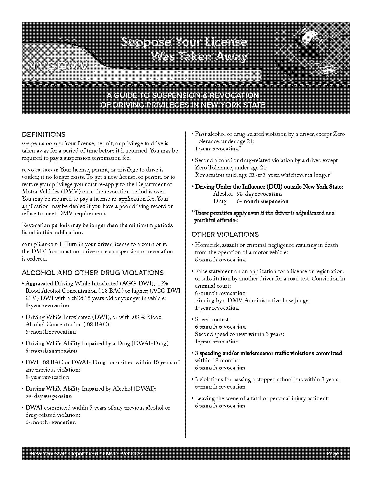 new york state traffic ticket fines and points